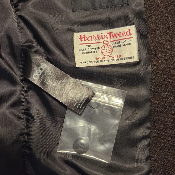 ASOS Harris Tweed Wool Vest 38R Brown Geometric Lining NWT - Picture 13 of 14